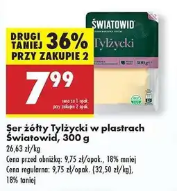 Biedronka Ser żółty Tylżycki w plastrach Światowid, 300 g oferta