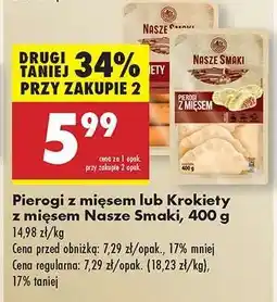 Biedronka Pierogi z mięsem lub Krokiety z mięsem Nasze Smaki, 400 g oferta