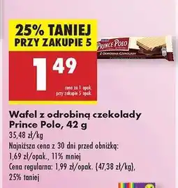 Biedronka Wafel z odrobiną czekolady Prince Polo, 42 g oferta