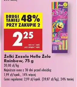 Biedronka Żelki Zozole Hello Żelo Rainbow, 75 g oferta