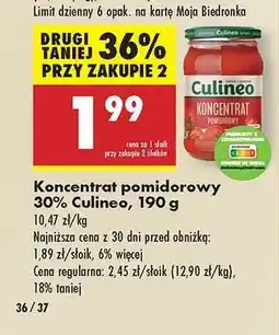 Biedronka Koncentrat pomidorowy 30% Culineo, 190 g oferta