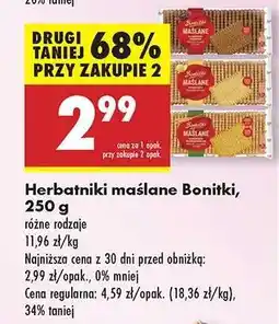 Biedronka Herbatniki maślane Bonitki , 250 g oferta