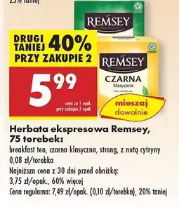 Biedronka Herbata ekspresowa Remsey 75 torebek oferta