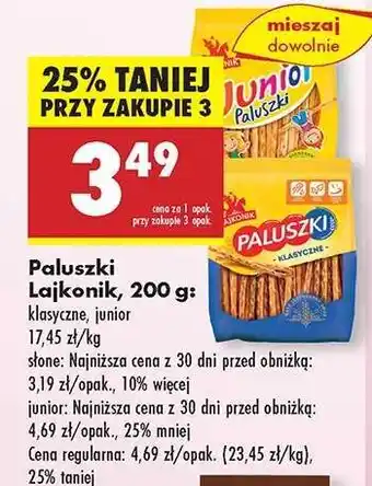 Biedronka Paluszki Lajkonik, 200 g oferta