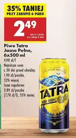 Piwo Tatra Jasne Pełne 6x500 ml