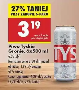 Biedronka Piwo Tyskie Gronie 6x500 ml oferta