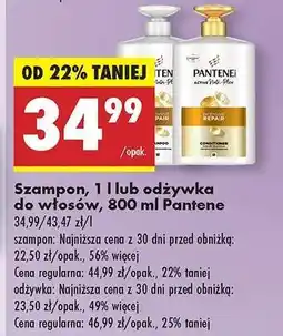 Biedronka Szampon, 1 l lub odżywka do włosów, 800 ml Pantene oferta