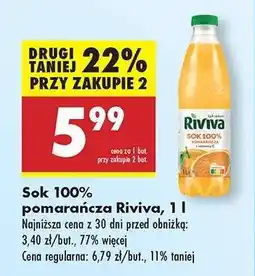 Biedronka Sok 100% pomarańcza Riviva, 1 l oferta