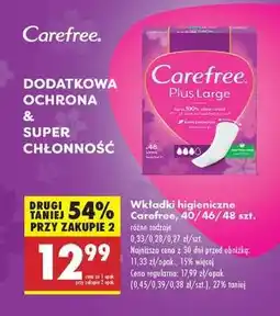 Biedronka Wkładki higieniczne Carefree 40/46/48 szt oferta