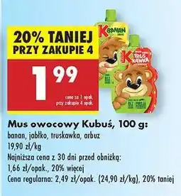 Biedronka Mus owocowy Kubuś, 100 g oferta