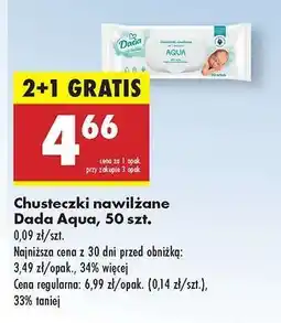 Biedronka Chusteczki nawilżane Dada Aqua , 50 szt oferta