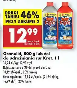 Biedronka Granulki, 800 g lub żel do udrożniania rur Kret, 1 l oferta