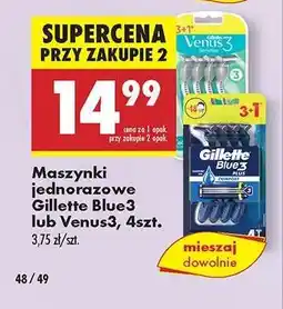 Biedronka Maszynki jednorazowe Gillette Blue3 lub Venus3, 4szt oferta
