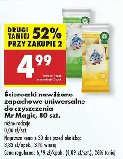 Biedronka Ściereczki nawilżane zapachowe uniwersalne do czyszczenia Mr Magic , 80 szt oferta