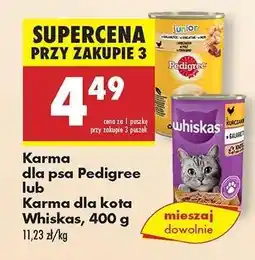 Biedronka Karma dla psa Pedigree lub Karma dla kota Whiskas, 400 g oferta