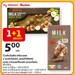 Auchan Czekolada mleczna z orzechami arachidowymi Auchan oferta