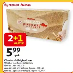 Auchan Chusteczki higieniczne 3-warstwowe z balsamem Auchan oferta