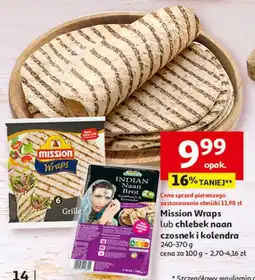 Auchan Chlebek naan z czosnkiem i kolendrą Mission Bakery oferta