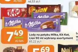 Społem Częstochowa Lody na patyku Milka, Kit Kat, Lion oferta