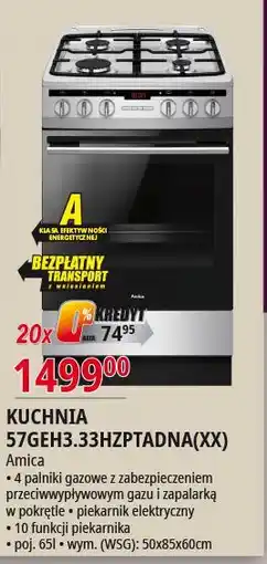 E.Leclerc Kuchenka gazowo-elektryczna 57geh3.33hzptadna(xx) Amica oferta