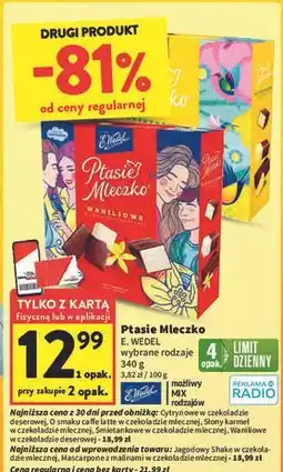 Intermarche Czekoladki mascarpone z malinami E. Wedel Ptasie Mleczko oferta