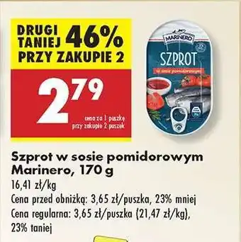 Biedronka Szprot w sosie pomidorowym Marinero 170 g oferta