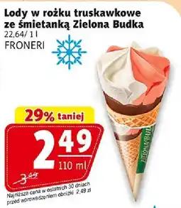 Prim Market Lody w rożku truskawkowe ze śmietanką Zielona Budka 110ml FRONERI oferta