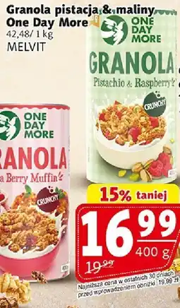 Prim Market Granola pistacja & maliny One Day More 400g Melvit oferta