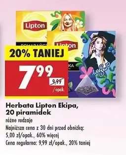 Biedronka Herbata Lipton Ekipa, 20 piramidek oferta