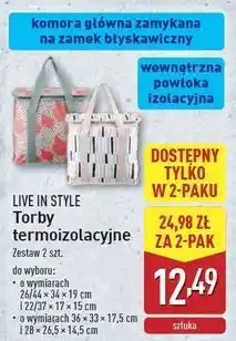 ALDI Torby termoizolacyjne 36 x 33 17.5 + 28 26.5 14.5 cm Live In Style oferta