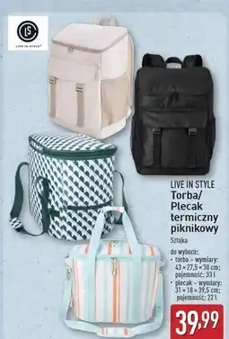 ALDI Plecak termiczny 22 l Live In Style oferta