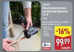 ALDI FERREX Akumulatorowa szlifierka kątowa 12 V oferta