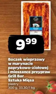 Netto Boczek wieprzowy w marynacie paprykowo-ziołowej i mieszance przypraw Grill Bar Sztuka Mięsa oferta