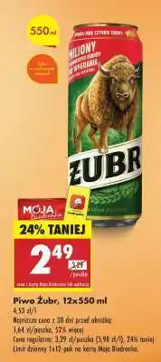 Biedronka Piwo Żubr 12x550 ml oferta