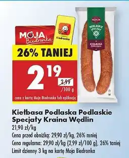 Biedronka Kiełbasa podlaska Podlaskie Specjały Kraina Wędlin oferta