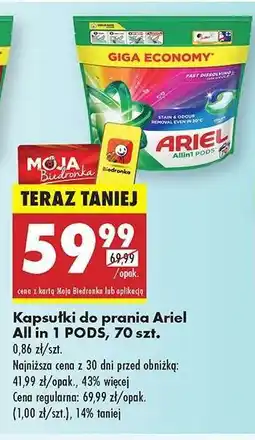 Biedronka Kapsułki do prania Ariel All in 1 PODS, 70 szt oferta