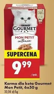 Biedronka Karma dla kota tuńczyk + łosoś pstrąg Purina Gourmet Mon Petit oferta