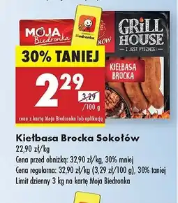 Biedronka Kiełbasa brocka Sokołów grill house oferta