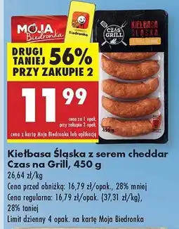 Biedronka Kiełbasa śląska cheddar Czas na grill oferta