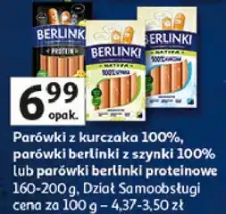 Auchan Parówki protein Morliny Berlinki oferta