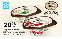 Auchan Lody śmietankowe z wiśniami i sosem wiśniowym Bracia Koral Jak Dawniej oferta