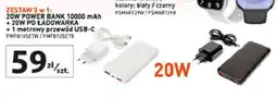 Auchan Zestaw do ładowania: powerbank + ładowarka kabel usb-c Platinet oferta