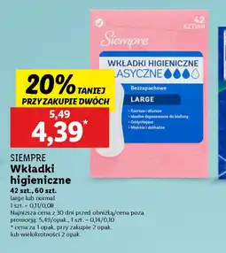 Lidl Wkładki higieniczne Siempre oferta