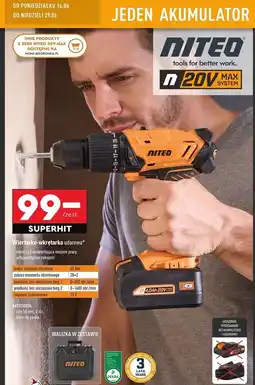 Biedronka Wiertarko-wkrętarka udarowa 20 v Niteo Tools oferta