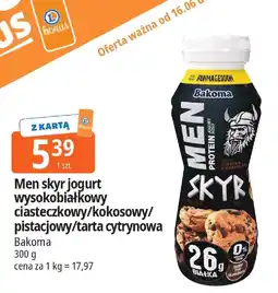 E.Leclerc Jogurt Men skyr jogurt wysokobiałkowy ciasteczkowy/kokosowy/pistacjowy/tarta cytrynowa 300g Bakoma oferta