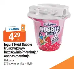 E.Leclerc Jogurt Jogurt Twist Bubble truskawkowy/brzoskwinia-marakuja/ananas-marakuja 370g Bakoma oferta