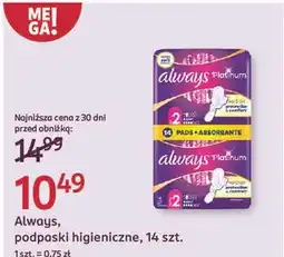 Rossmann Podpaski ultra super plus Always Platinum oferta