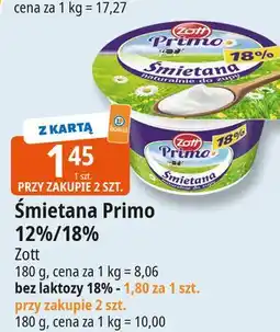 E.Leclerc Śmietana 18% bez laktozy Zott Primo oferta