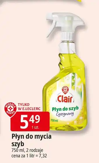 E.Leclerc Płyn do mycia szyb cytrynowy Wiodąca Marka Clair oferta