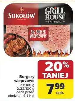 Carrefour Market Burgery wieprzowe 2x180g Sokołów oferta